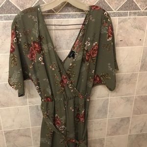 Green floral romper